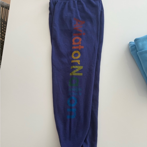 Aviator Nation Deep Purple Joggers with Rainbow Accents - Picture 2 of 2